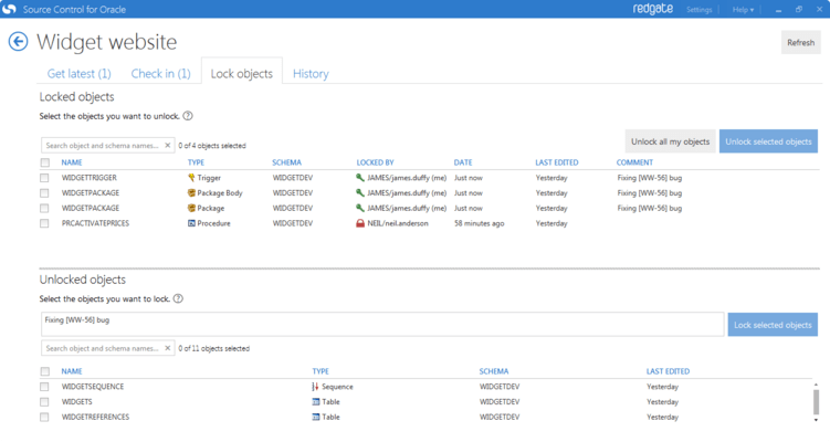 Objects are moved to the Locked objects pane
