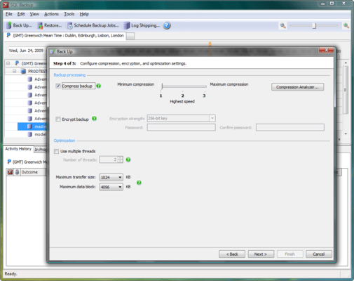 Configure Compression encryption and optimization