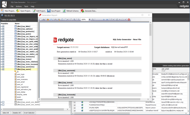 The data has been created