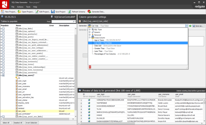 Cross column generators generate data based on other columns