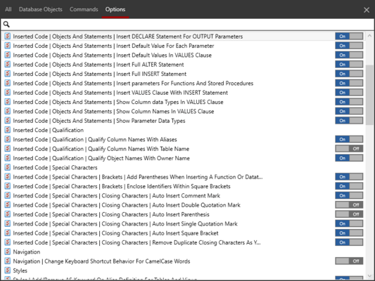 SQL Prompt Options