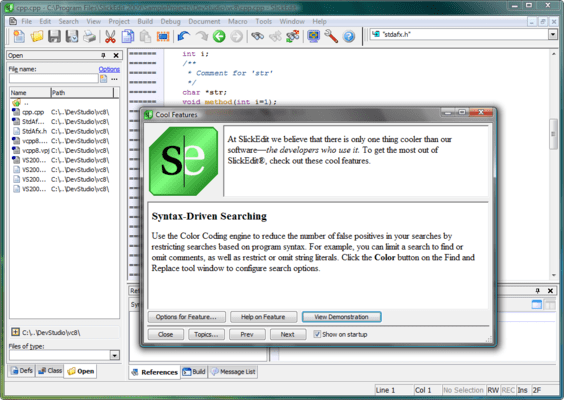 Screenshot of SlickEdit for Windows and Mac OS X