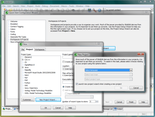 Screenshot of SlickEdit for Windows and Solaris x86