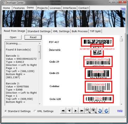 Softek Barcode Reader Toolkit for Windows （英語版） のスクリーンショット