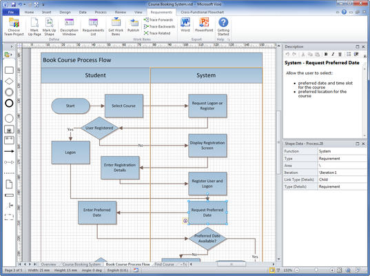 Define requirements with Visio for TFS.