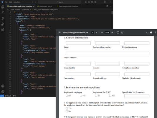 JSON-driven PDF form