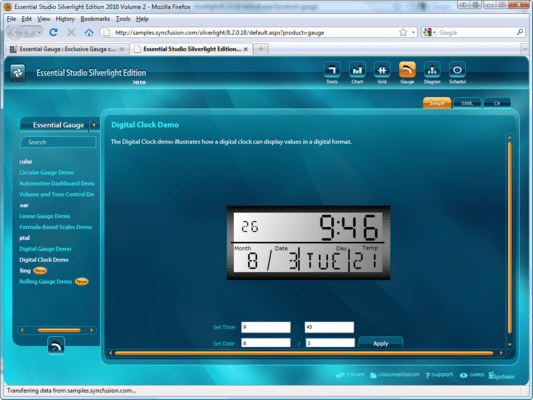 Screenshot of Syncfusion Essential Gauge for Silverlight