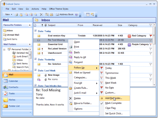 Outlook 2007 (Windows Forms)