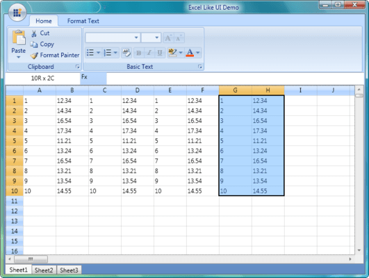 Excel Like UI