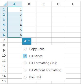 Syncfusion - Spreadsheet - Drag Fill