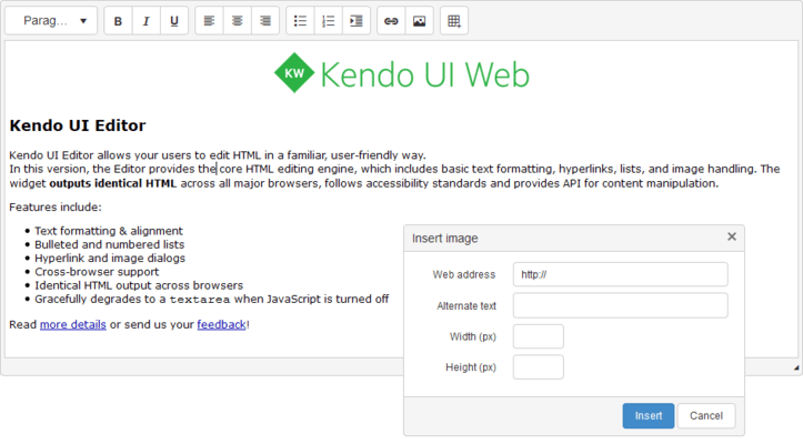 Kendo UI - Editor