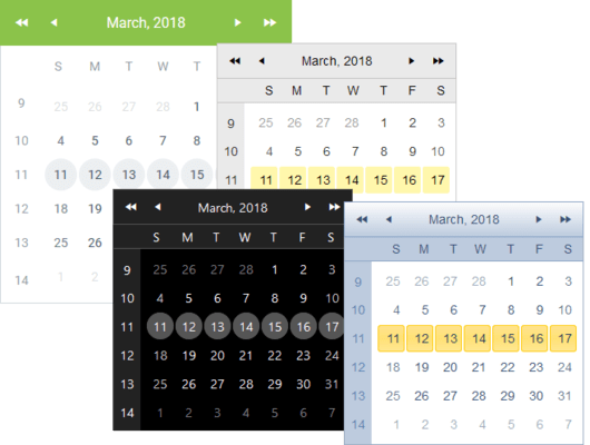 Telerik UI for ASP.NET AJAX - Calendar Themes