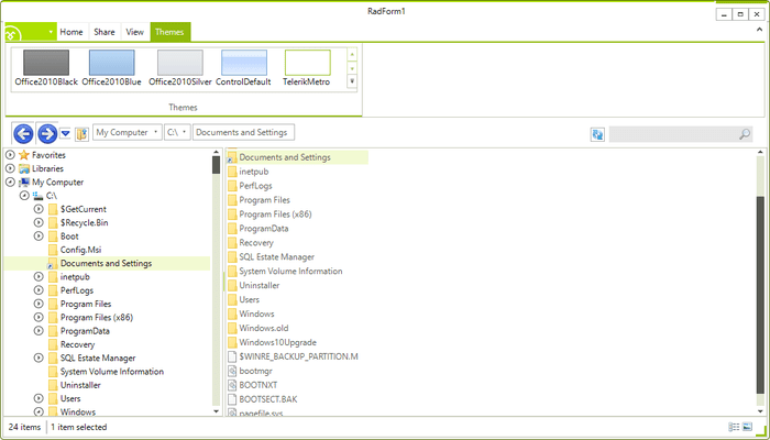 Telerik UI for WinForms - File Explorer - Metro