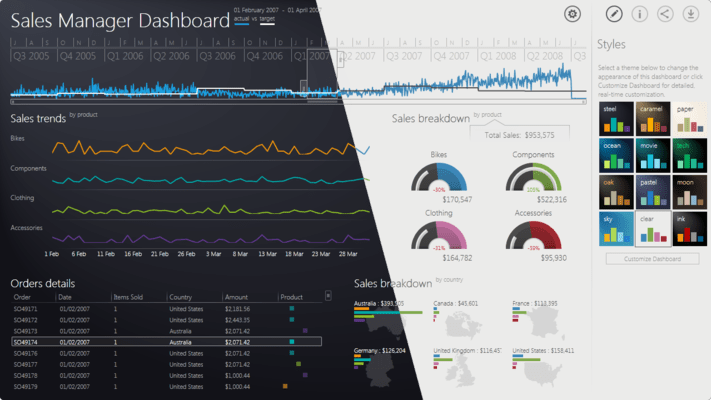 Telerik Silverlight Dashboard Themes