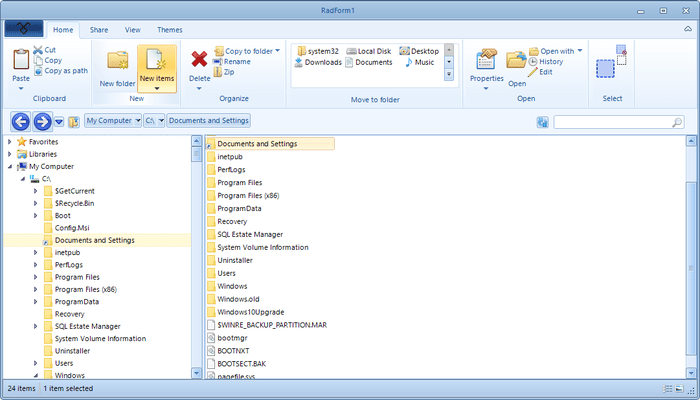 Telerik UI for WinForms - File Explorer - Blue