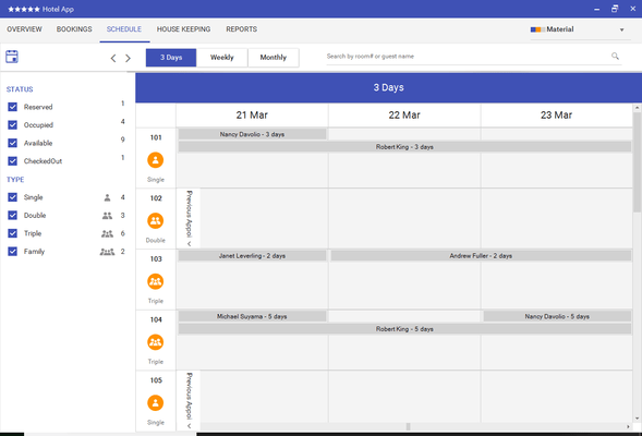Telerik UI for WinForms - Hotel - Schedule