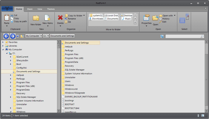 Telerik UI for WinForms - File Explorer - Black
