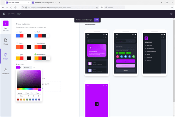 Grial UI Kit - Customize Layout