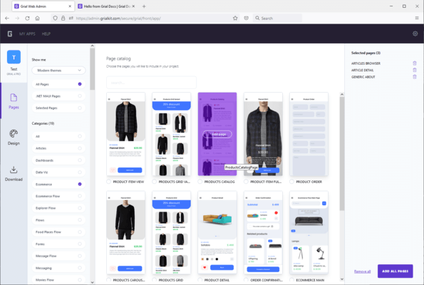 Grial UI Kit - Ecommerce Template Pages