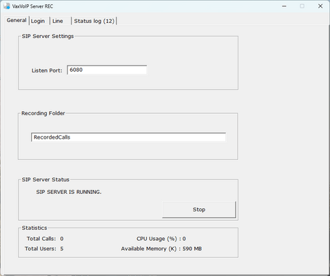 VaxVoIP SIP Recording SDK Screenshot