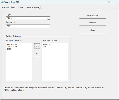 VaxVoIP SIP Recording SDK Screenshot