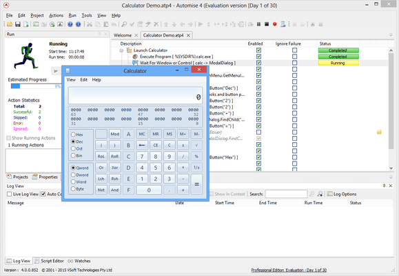 Automise Calculator Demo Project - Running