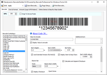 Neodynamic Barcode Professional for Windows Forms - Standard Edition V9