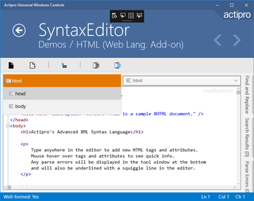 Actipro SyntaxEditor para Universal Windows 2.017.1 Build 0310