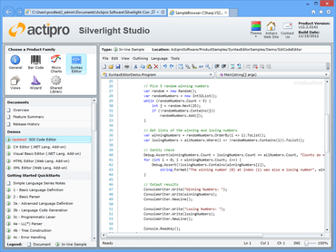 Actipro SyntaxEditor for Silverlight 2018.1（ビルド0231）