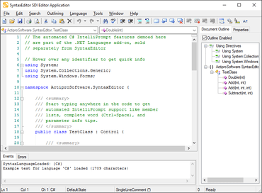 Actipro SyntaxEditor for WinForms 2020.1（ビルド0402）