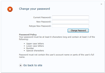 Password Change Web Part launched