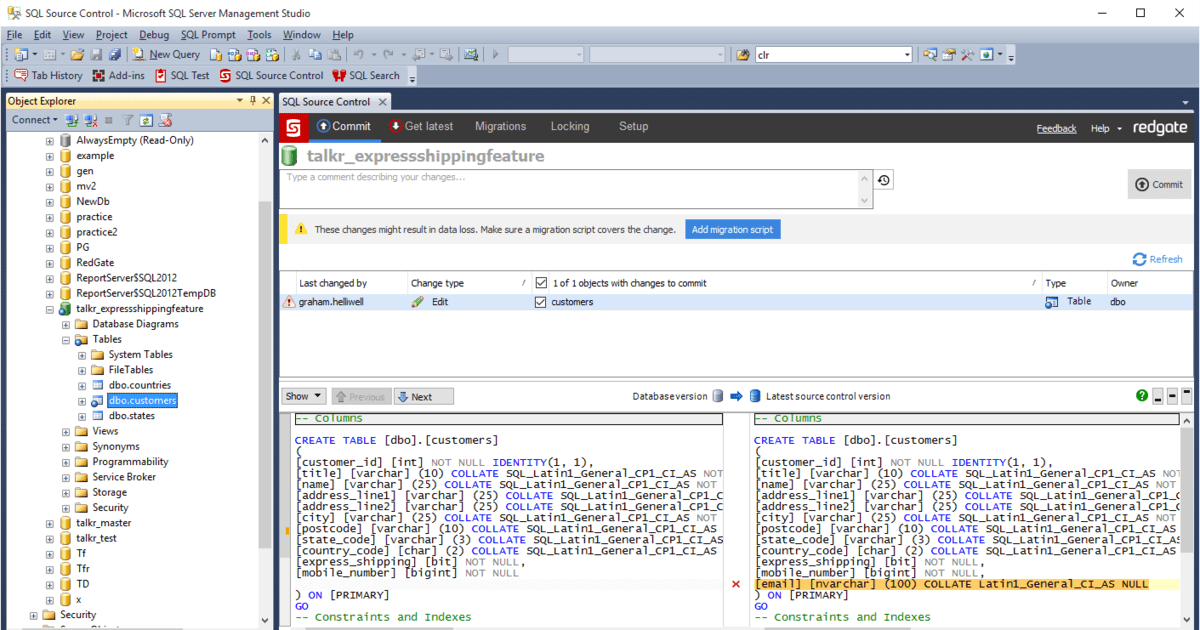 sql server dedicated database development with sql... SQL Source Control 5.2.3