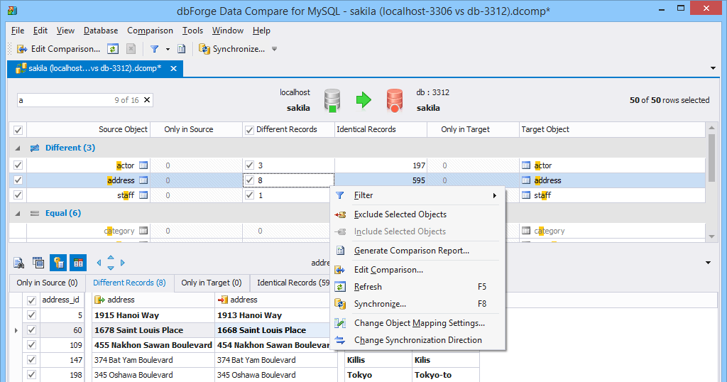 dbForge Data Compare for MySQL V5.4.11