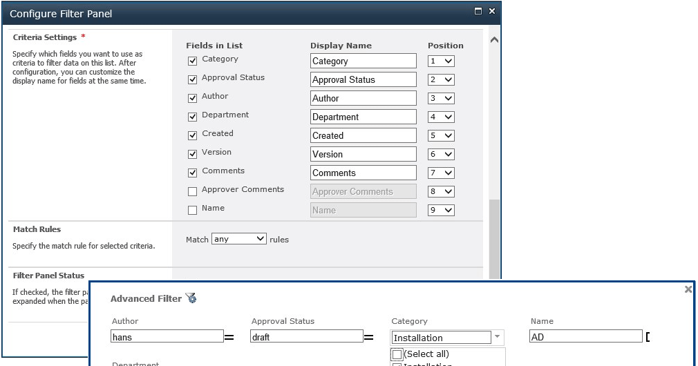SharePoint List Advanced Filter v2.15.0.301