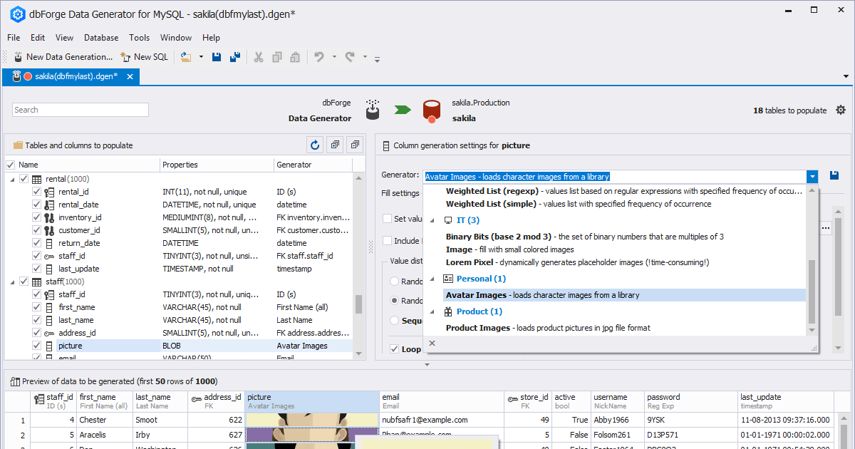 dbForge Data Generator for MySQL V2.5.6