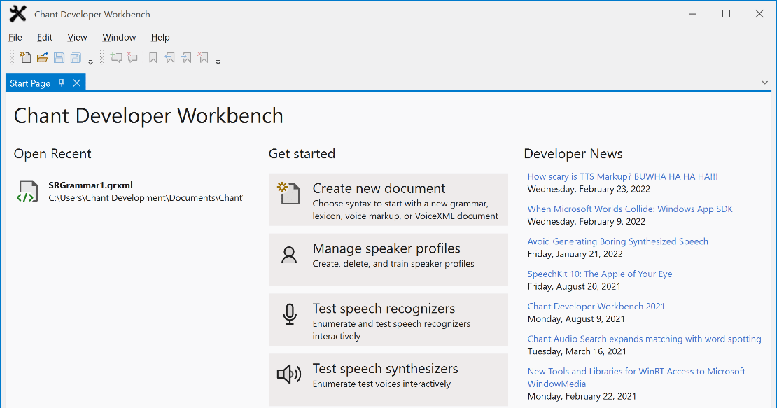 Chant Developer Workbench 2023 (10.0.0.0)