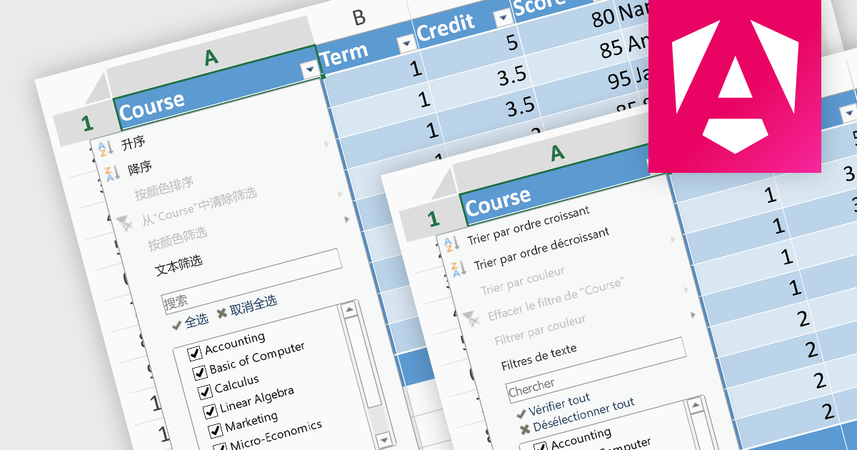 Erstellen lokalisierter Tabellenkalkulationen in Angular