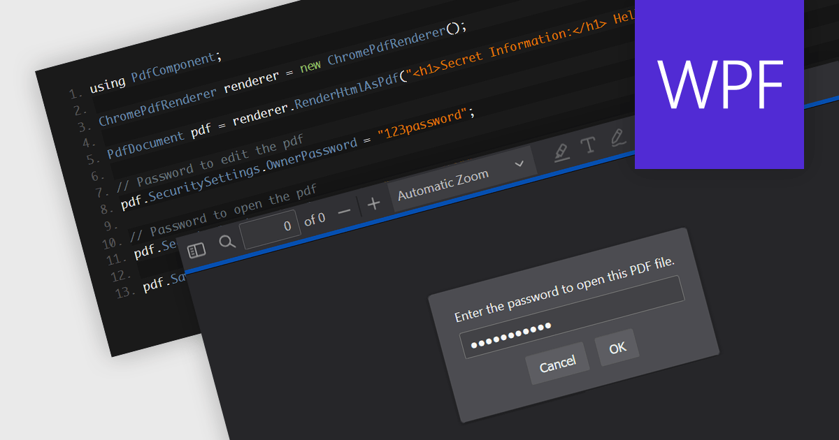 WPFアプリでパスワードを使ってPDFを保護