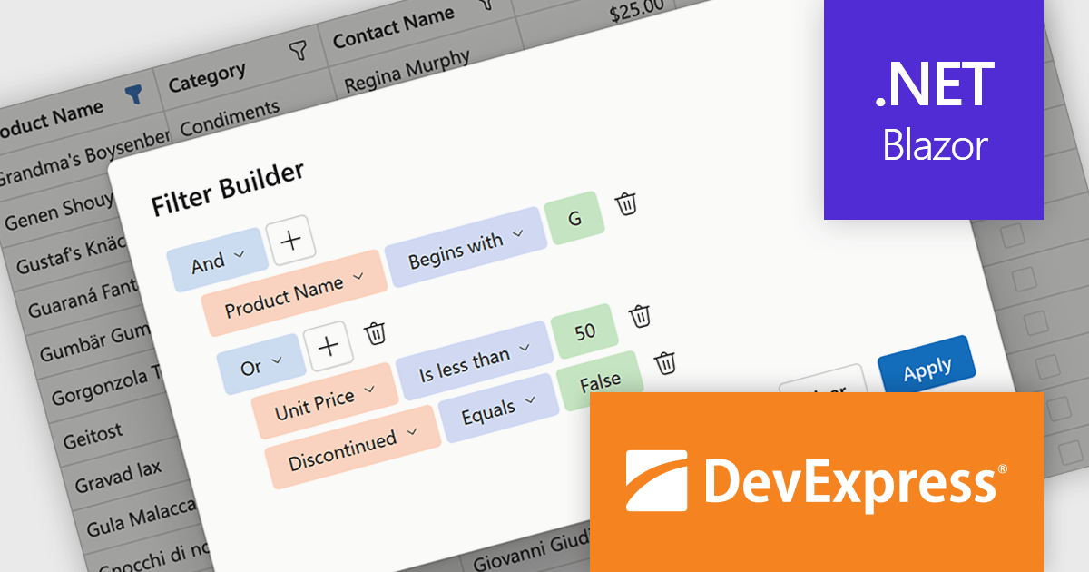 Visually Build Advanced Grid and TreeList Filters