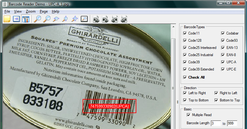 Imagesinfo barcode reader toolkit