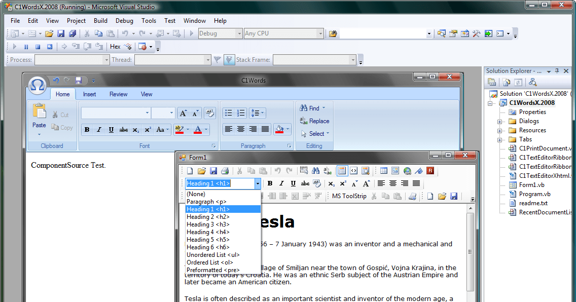 C1 Editor for WinForms new Style Formatting dialog