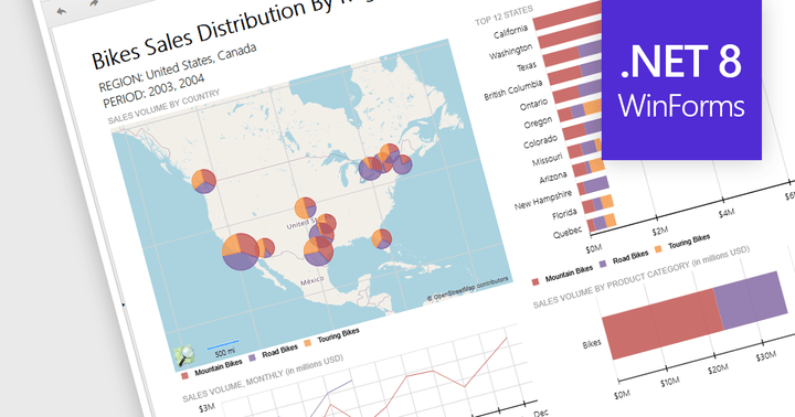 Visualize dados geográficos em seus relatórios .NET 8