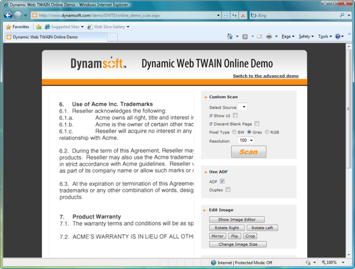 Dynamic web twain plugin